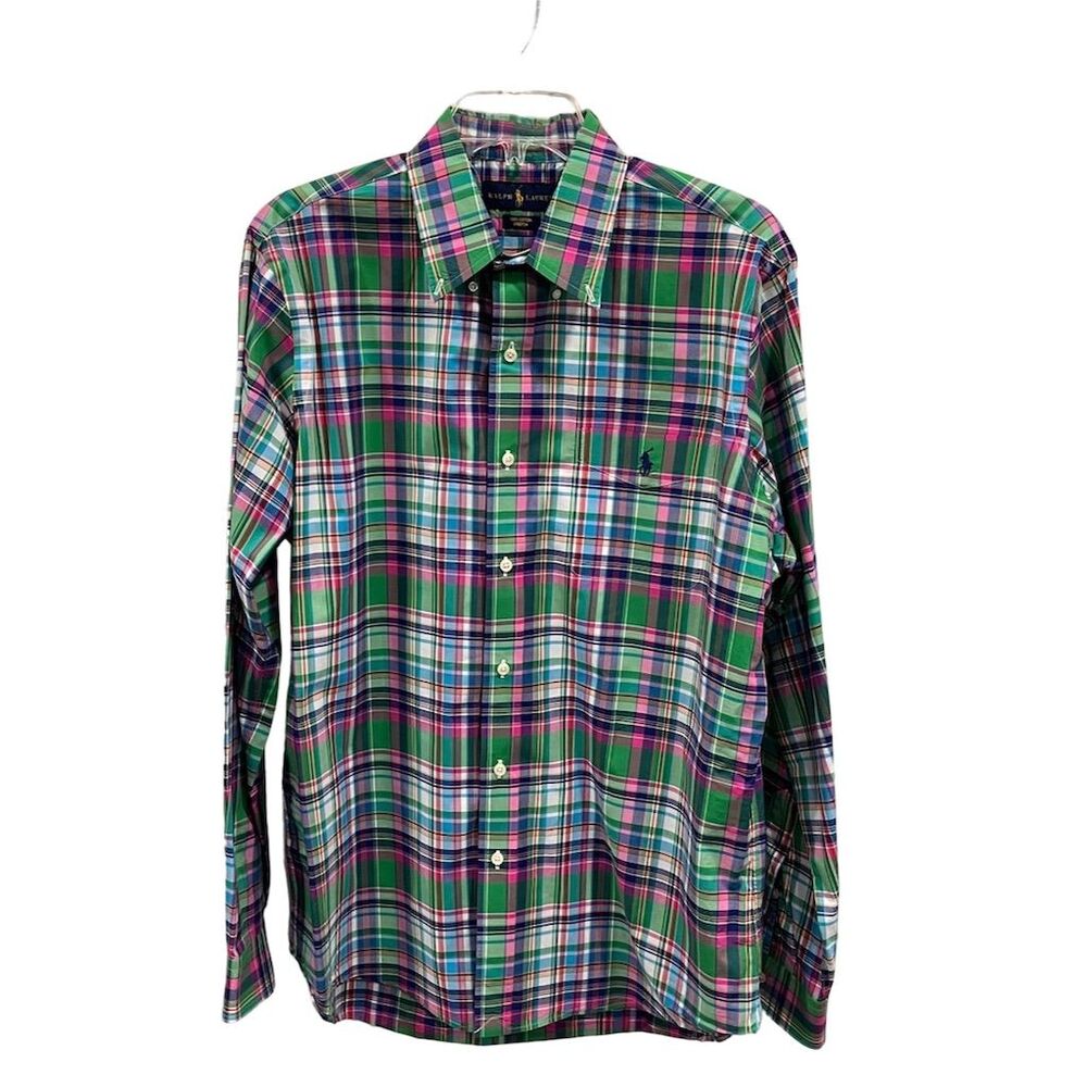 Polo Ralph Lauren Men's L Plaid Oxford Button-Down Shirt Long Sleeve Multicolor